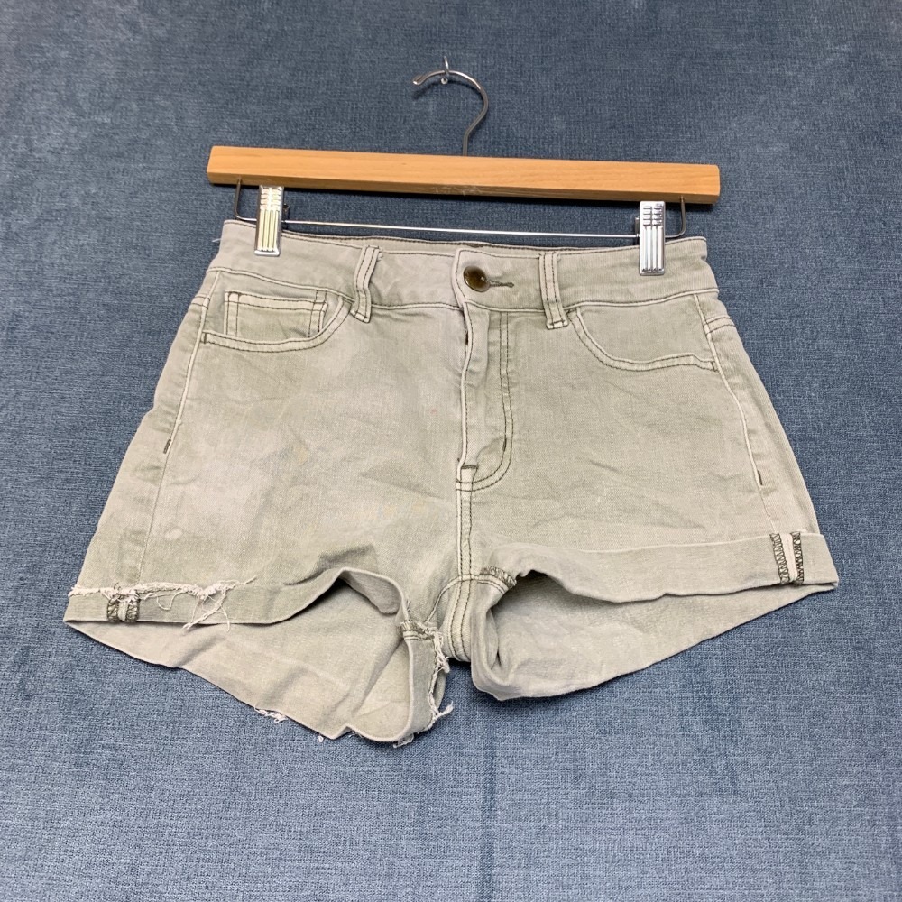 American Eagle Outfitters Denim Shorts Womens 0 Green Super Super Stretch Cuffed